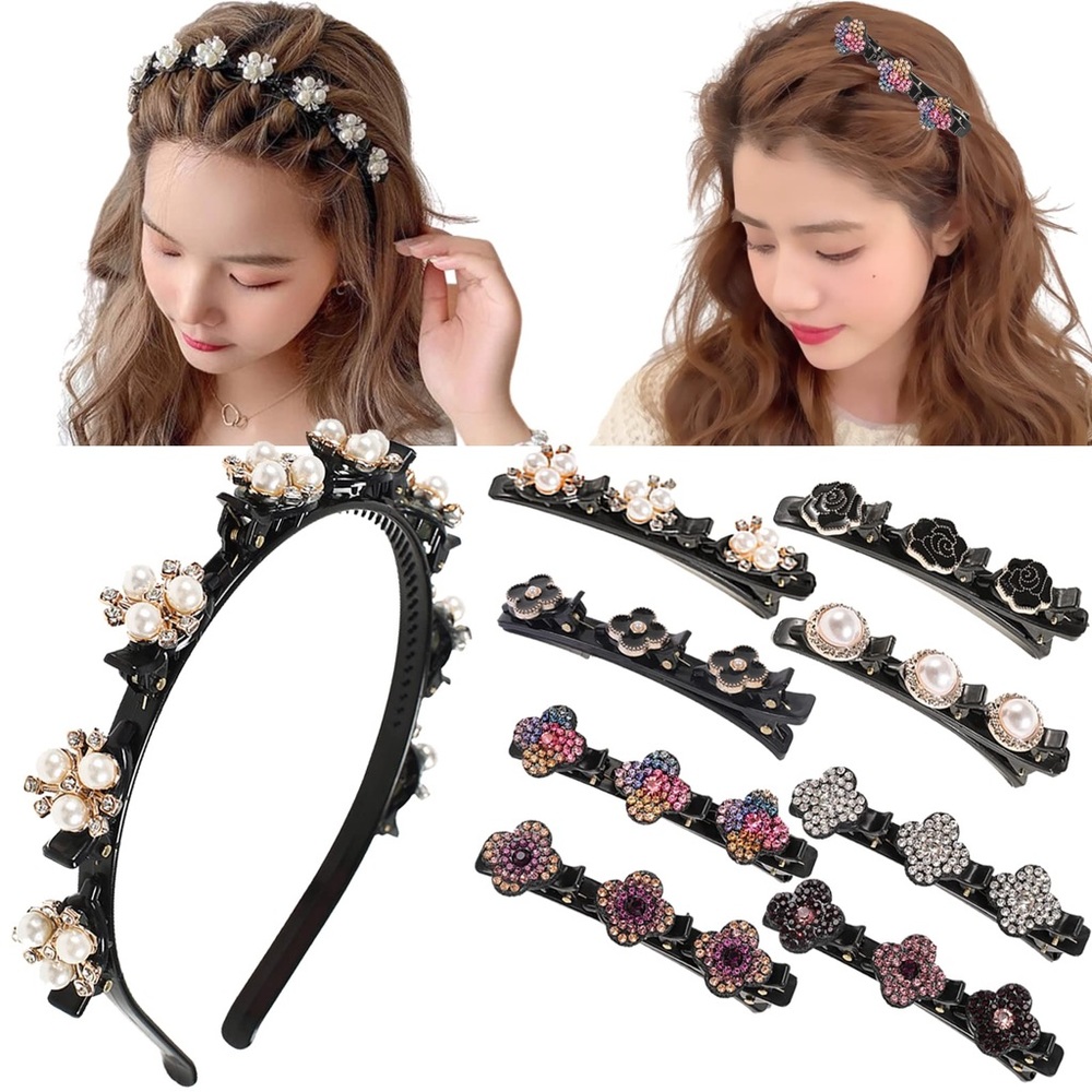 Hair Clips Sparkling Crystal Stone Braided Hair Clips for Women